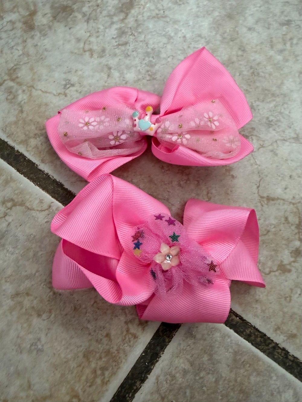 Girls Pink Decorative Hair Bows - Kids Accessories
